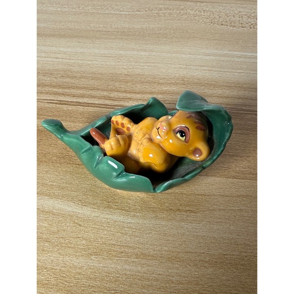 Disney Other - Disney Lion King Simba Figurine Bone China Sleeping in Leaf Trinket Dish